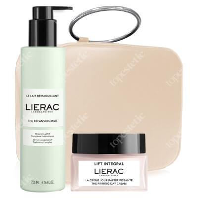 Lierac The Cleansing Milk + The Firming Day Cream + Comsetic Bag ZESTAW Mleczko do demakijażu 200 ml + Ujędrniajacy krem na dzień 50 ml + Kosmetyczka 1 szt