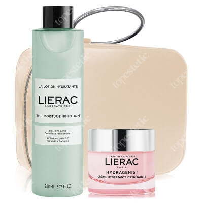 Lierac The Moisturizing Lotion + Hydragenist Cream + Cosmetic Bag ZESTAW Tonik nawilżający 200 ml + Krem nawilżająco dotleniający 50 ml + Kosmetyczka 1 szt