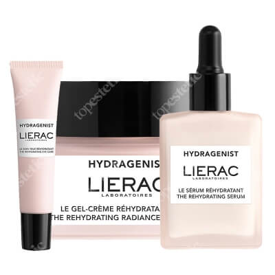 Lierac The New Hydragenist Complete ZESTAW Serum nawilżające 30 ml + Krem - żel rozświetlający 50 ml + Nawilżająca pielęgnacja okolic oczu 15 ml