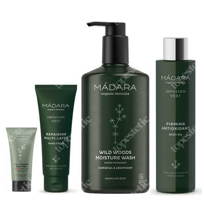 Madara Body Spa + Mini peeling do ciała GRATIS ZESTAW Krem do rąk 75 ml + Olejek ujędrniający do ciała 200 ml + Żel pod prysznic 500 ml + Peeling do ciała 20 m