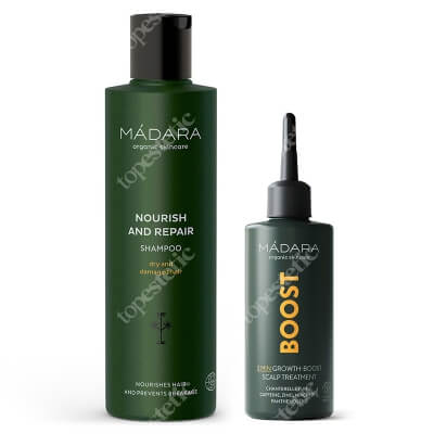 Madara Boost 3 min. Growth Scalp + Nourish and Repair Shampoo ZESTAW 3 minutowa kuracja do skóry głowy 100 ml + Szampon wzmocnienie i naprawa 250 ml