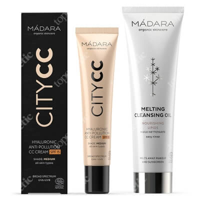 Madara City CC + Melting Cleasing Oil ZESTAW Krem CC (kolor Medium Beige) 40 ml + Topniejący olejek oczyszczający 100 ml