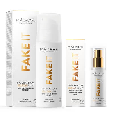 Madara Healthy Glow Set ZESTAW Samoopalające serum do twarzy 30 ml + Naturalnie wyglądające mleczko samoopalające 150 ml