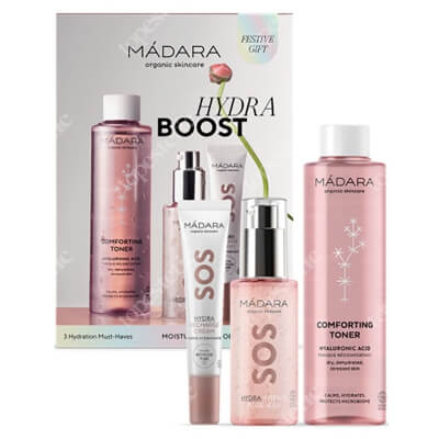Madara Hydra Boost Trio ZESTAW Tonik kojący 200 ml + Krem nawilżający 15 ml + Różany żel intensywnie nawilżający 75 ml