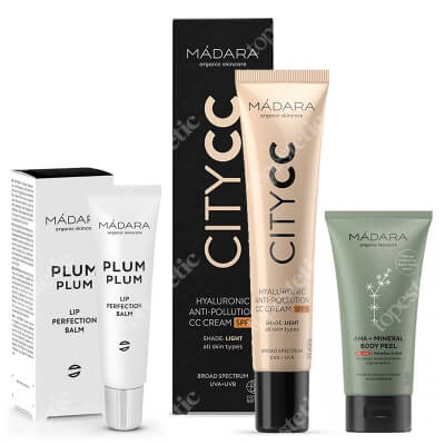 Madara Lip Balm + City CC SPF 15 + Mini peeling do ciała GRATIS ZESTAW Balsam do ust 15 ml + Krem CC (kolor Light Beige) 40 ml + Peeling do ciała 20 ml