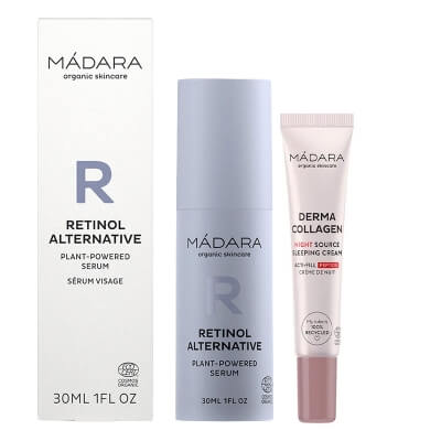 Madara Retinol Alternative Serum + Derma Collagen Night Source ZESTAW Organiczne serum ujędrniająco-wygładzające 30 ml + Krem na noc 15 ml