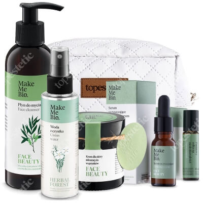 Make Me Bio Zestaw do Cery Problematycznej ZESTAW Płyn do mycia + Punktowy roller + Serum + Hydrolat z czystka + Krem do twarzy + Kosmetyczka