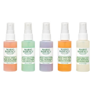 Mario Badescu Mini Mist Collection ZESTAW Mgiełka z wodą kokosową 59 ml + Nawilżająca mgiełka do twarzy 59 ml59 ml + Kojąca mgiełka 59 ml + Energetyzująca mgiełka 59 ml