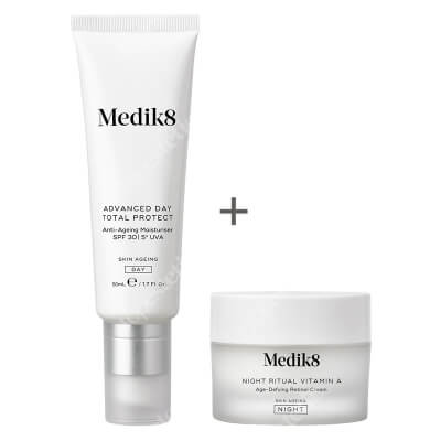 Medik8 Advanced Day Total Protect spf 30 + Night Ritual Vitamin A ZESTAW Krem nawilżający przeciwko oznakom starzenia SPF 30, 50 ml + Krem z retinolem usuwający oznaki starzenia 12,5 ml