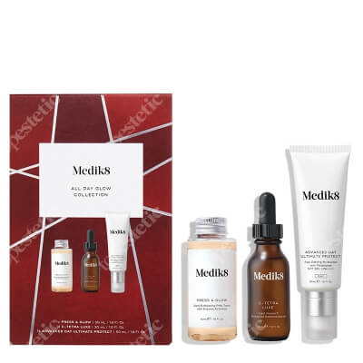 Medik8 All Day Glow ZESTAW Serum z witaminą C i antyoksydantami 30 ml + Krem nawilżający, SPF 50+ PA++++ 50 ml + Tonik 50 ml