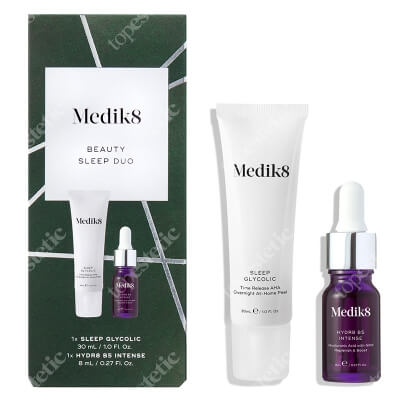 Medik8 Beauty Sleep Duo ZESTAW Peeling z opóźnionym uwalnianiem kwasów AHA do stosowania na noc 30 ml + Wzmocnione serum z kwasem hialuronowym 8 ml