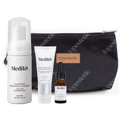 Medik8 C-Tetra Travel Set ZESTAW Pianka chlorofilowa 40 ml + Serum z witaminą C 8 ml + Krem nawilżający SPF 30, 15 ml + Kosmetyczka 1 szt