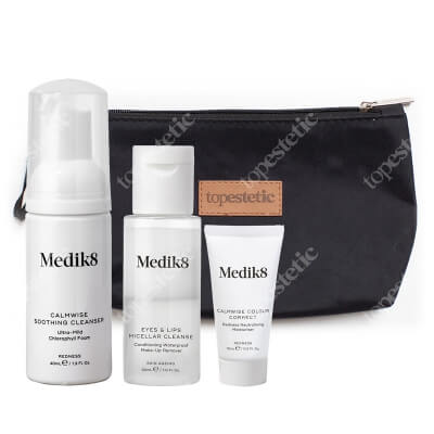 Medik8 Calmwise Travel Set 1 ZESTAW Płyn do demakijażu 30 ml + Pianka chlorofilowa 40 ml + Krem neutralizujący z efektem maskującym 15 ml