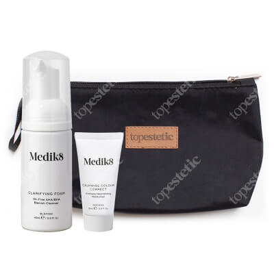 Medik8 Calmwise Travel Set 2 ZESTAW Pianka oczyszczająca z kwasami 40 ml + Krem neutralizujący 15 ml + Kosmetyczka 1 szt