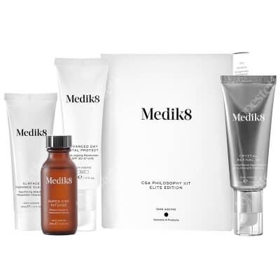 Medik8 Csa Philosophy Kit Elite Edition ZESTAW Serum z witaminą C 30 ml + Krem nawilżający SPF 30 50 ml + CRYSTAL RETINAL 10™ 30 ml + Żel oczyszczający 40 ml