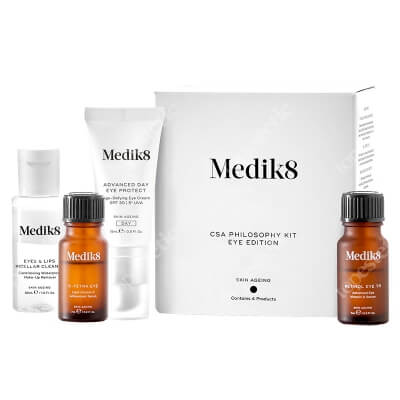 Medik8 Csa Philosophy Kit Eye Edition ZESTAW Płyn do demakijażu 30 ml + Serum z witaminą C 7 ml + Krem pod oczy 15 ml + Serum 7 ml