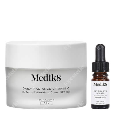 Medik8 Daily Radiance Vitamin C Spf 30 + Intelligent Retinol 6TR ZESTAW Krem antyoksydacyjny C-Tetra SPF 30, 50 ml + Serum Retinol 6TR 0,6% wzmocnione klimbazolem i skwalanem 4 ml