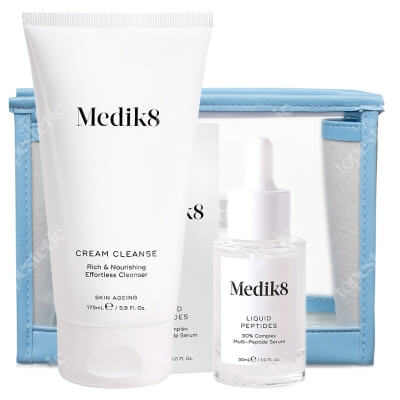 Medik8 Liquid Peptides + Cream Cleanse  ZESTAW Serum Peptydowe 30 ml + Krem do demakijażu 175 ml + Kosmetyczka  1 szt