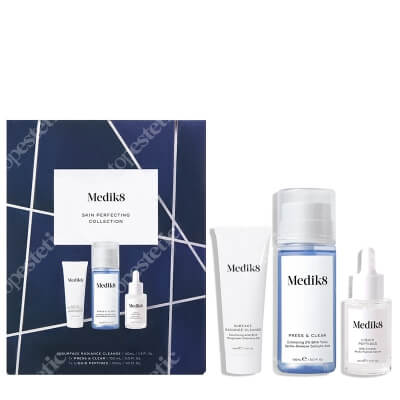 Medik8 Skin Perfecting Collection ZESTAW Tonik dla skór z niedoskonałościami 150 ml + Serum Peptydowe 30 ml + Żel oczyszczający z mangostanem i kwasami AHA/BHA 40 ml