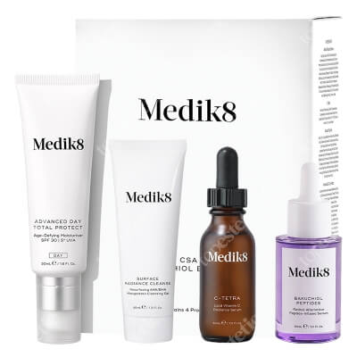 Medik8 The Csa Kit Bakuchiol Edition ZESTAW Żel oczyszczający 40 ml + Serum z witaminą C 30 ml + Krem nawilżający 50 ml + Serum peptydowe 30 ml