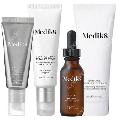 Medik8 The Csa Retinal Edition ZESTAW Serum na noc o średniej mocy 30 ml + Krem nawilżający SPF 30, 50 ml + Serum z witaminą C 30 ml + Żel oczyszczający 40 ml