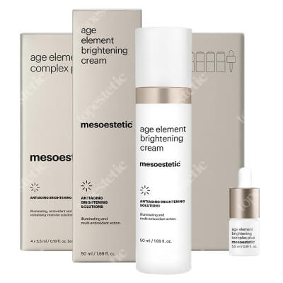 Mesoestetic Age Element Brightening Set ZESTAW Krem odnawiająco - rozjaśniający 50 ml + Kuracja o działaniu odnawiającym i rozjaśniającym 4 x 5,5 ml