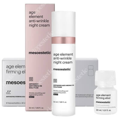 Mesoestetic Age Element Firming Elixir + Age Element Anti - Wrinkle Night Cream ZESTAW Suplement diety 6 x 30 ml + Krem przeciwzmarszczkowy na noc 50 ml