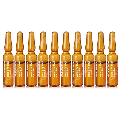 Mesoestetic AntiAging Flash Ampoules Skoncentrowana formuła dla skóry ze zmarszczkami i oznakami zmęczenia, natychmiastowy efekt liftingu 10x2 ml