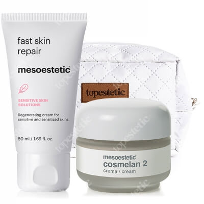 Mesoestetic Cosmelan 2 + Fast Skin Repair ZESTAW Krem na przebarwienia 30 g + Krem intensywnie regenerujący 50 ml + Kosmetyczka