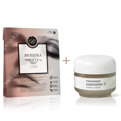 Mesoestetic Cosmelan 2 + Miracle 24 Face Mask Krem na przebarwienia 30 g + Maska na twarz dla kobiet 3 szt.