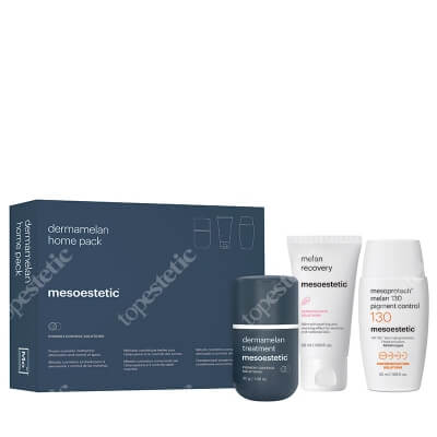 Mesoestetic Dermamelan Home Pack ZESTAW Krem na przebarwienia 30 g + Krem o właściwościach natłuszczających oraz nawilżających 50 ml + Fluid koloryzujący SPF 50+, 50 ml