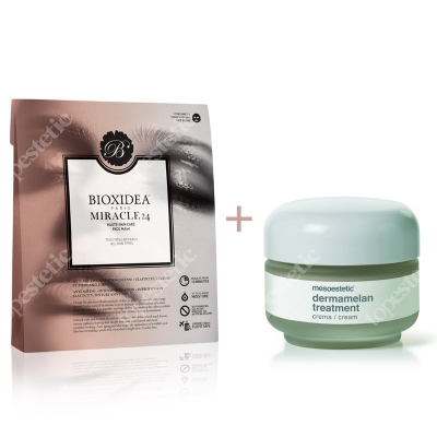 Mesoestetic Dermamelan + Miracle 24 Face Mask Krem na przebarwienia 30 g + Maska na twarz dla kobiet 3 szt.