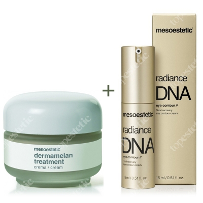 Mesoestetic Dermamelan + Radiance DNA ZESTAW Krem na przebarwienia 30 g + Krem remodelujący okolice oka 15 ml