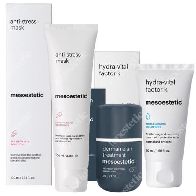 Mesoestetic Dermamelan Set ZESTAW Krem na przebarwienia 30 g + Pozabiegowa maska regenerująca 100 ml + Krem o silnym działaniu odżywczo-nawilżającym 50ml