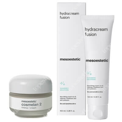 Mesoestetic Hydracream Fusion + Cosmelan 2 ZESTAW Równoważący i przeciwdziałający zanieczyszczeniom krem - olejek do mycia twarzy 100 ml + Krem na przebarwienia 30 g