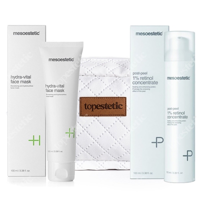 Mesoestetic Peel Retinol + Vital Face Mask + Kosmetyczka ZESTAW Koncentrat z retinolem 100 ml + Maska odżywczo-nawilżająca 100 ml + Kosmetyczka 1 szt.