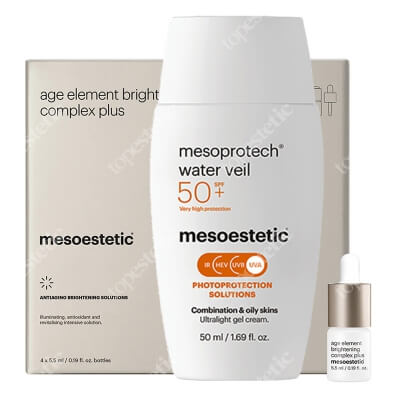 Mesoestetic Pielęgnacja Skóry z Przebarwieniami ZESTAW Kuracja o działaniu odnawiającym i rozjaśniającym 4 x 5,5 ml + Ultralekki żel-krem SPF50+ 50 ml