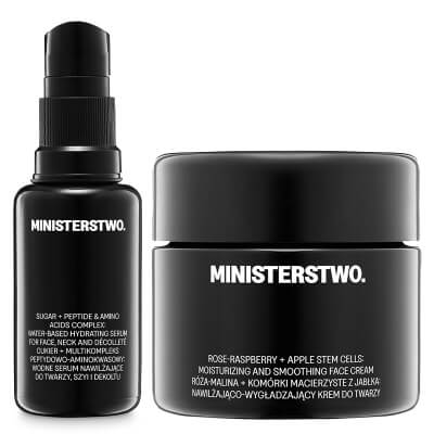 Ministerstwo Dobrego Mydła Cukier + Multikompleks + Róża - Malina ZESTAW Wodne serum nawilżające do twarzy 30 ml + Krem do twarzy 50 ml