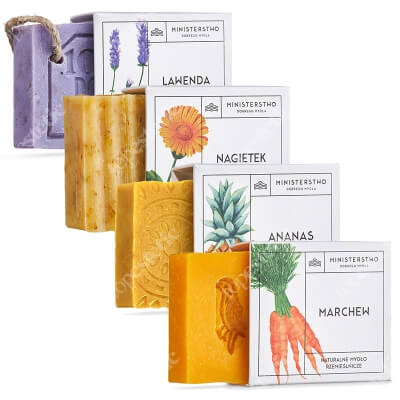Ministerstwo Dobrego Mydła Lawenda + Nagietek + Ananas + Marchew ZESTAW Naturalne mydło 100 g x 4