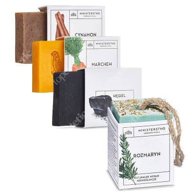 Ministerstwo Dobrego Mydła Marchew + Węgiel + Rozmaryn + Cynamon ZESTAW Naturalne mydło 100 g x 4