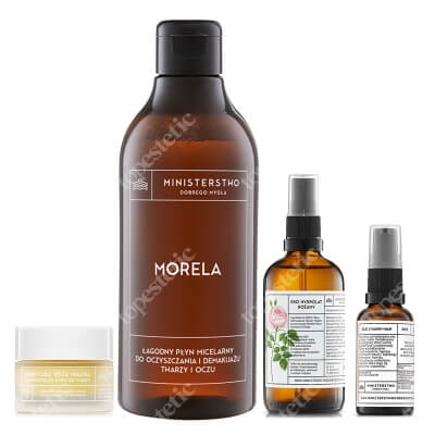 Ministerstwo Dobrego Mydła Morela + Róża + Malina ZESTAW Płyn micelarny 400 ml + Hydrolat różany 100 ml + Olejek 30 ml + Krem 50 ml