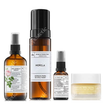 Ministerstwo Dobrego Mydła Morela + Róża + Śliwka ZESTAW Pianka 200 ml + Hydrolat różany 100 ml + Olej 30 ml + Krem 50 ml