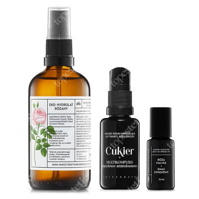 Ministerstwo Dobrego Mydła Róża - Malina + Cukier ZESTAW Hydrolat różany 100 ml + Serum pod oczy i na okolice ust 15 ml + Serum 30 ml