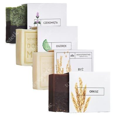 Ministerstwo Dobrego Mydła Ryż + Ogórek + Orkisz + Czekomięta ZESTAW Naturalne mydło 100 g x 4