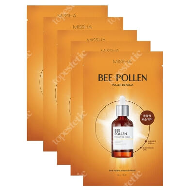 Missha Bee Pollen Ampouler Mask x 5 ZESTAW Nawilżająca maseczka w płachcie 30 g x 5