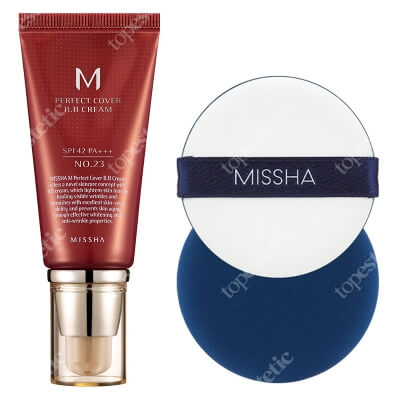 Missha Make Up ZESTAW Krem BB (No.23 kolor Natural Beige) 50 ml + Okrągła gąbeczka do makijażu 1 szt