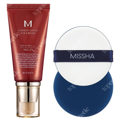 Missha Make Up ZESTAW Krem BB (No.25 kolor Warm Beige) 50 ml + Okrągła gąbeczka do makijażu 1 szt