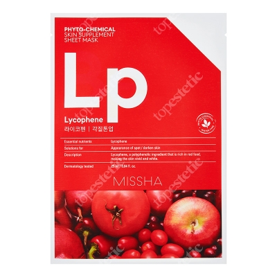Missha Phytochemical Skin Supplement Sheet Mask (Lycophene) Maseczka w czerwonej płachcie 25 ml