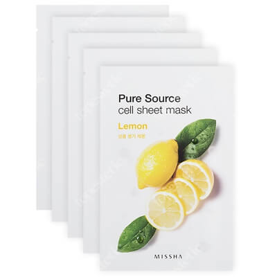 Missha Pure Source Cell Sheet Mask (Lemon) Maseczka bawełniana wzbogacona ekstraktem z cytryny 5 szt
