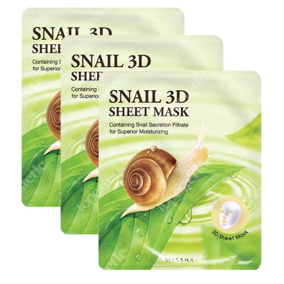 Missha Snail 3D Sheet Mask x 3 ZESTAW Nawilżająco-odżywcza maseczka w płachcie 23 g x 3